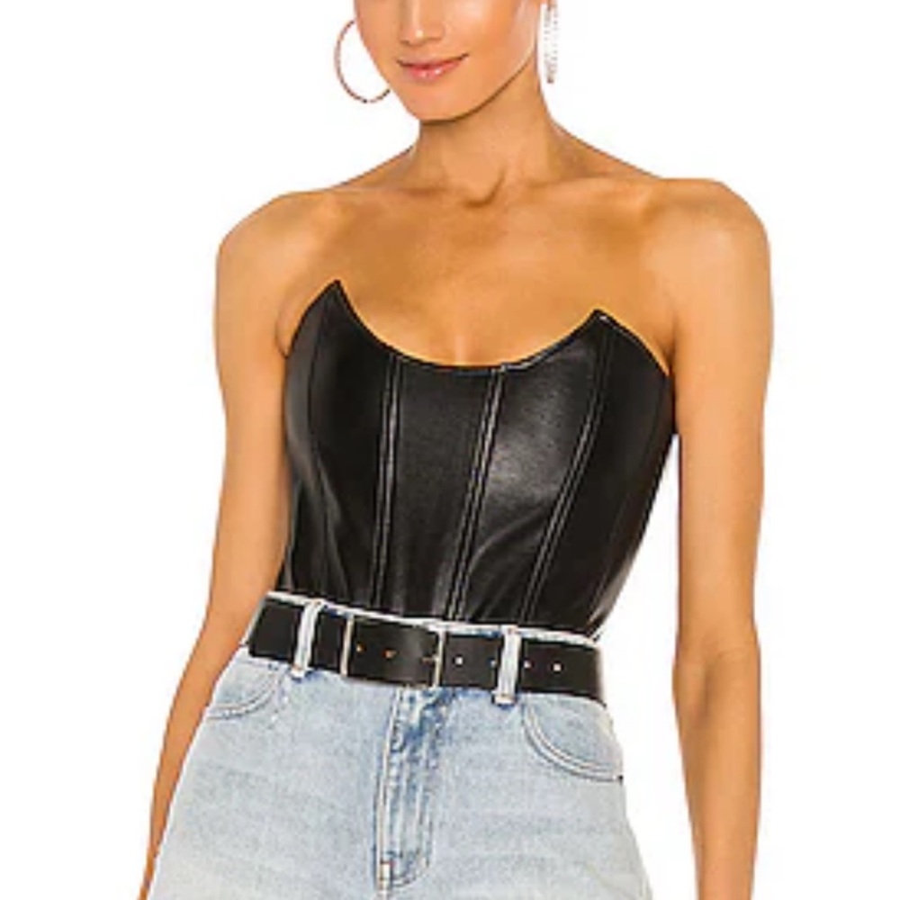 Black Vegan Leather Strapless Corset
